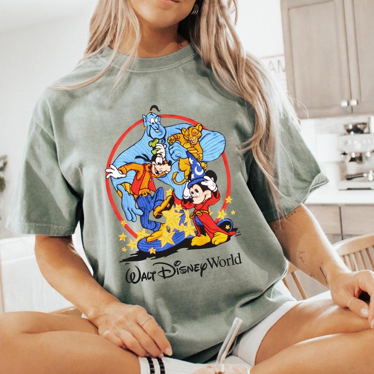 Retro Sorcerer Mickey Goofy Genie Simba Shirt 3