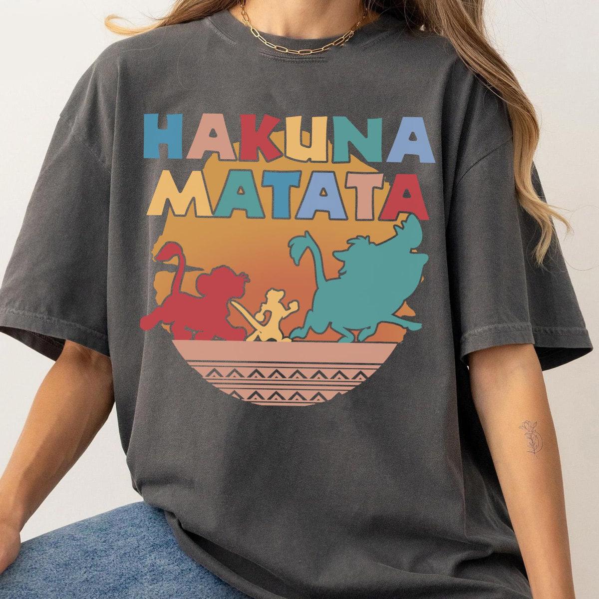 Retro Timon Simba Pumbaa Hakuna Matata Sunset Shirt 4