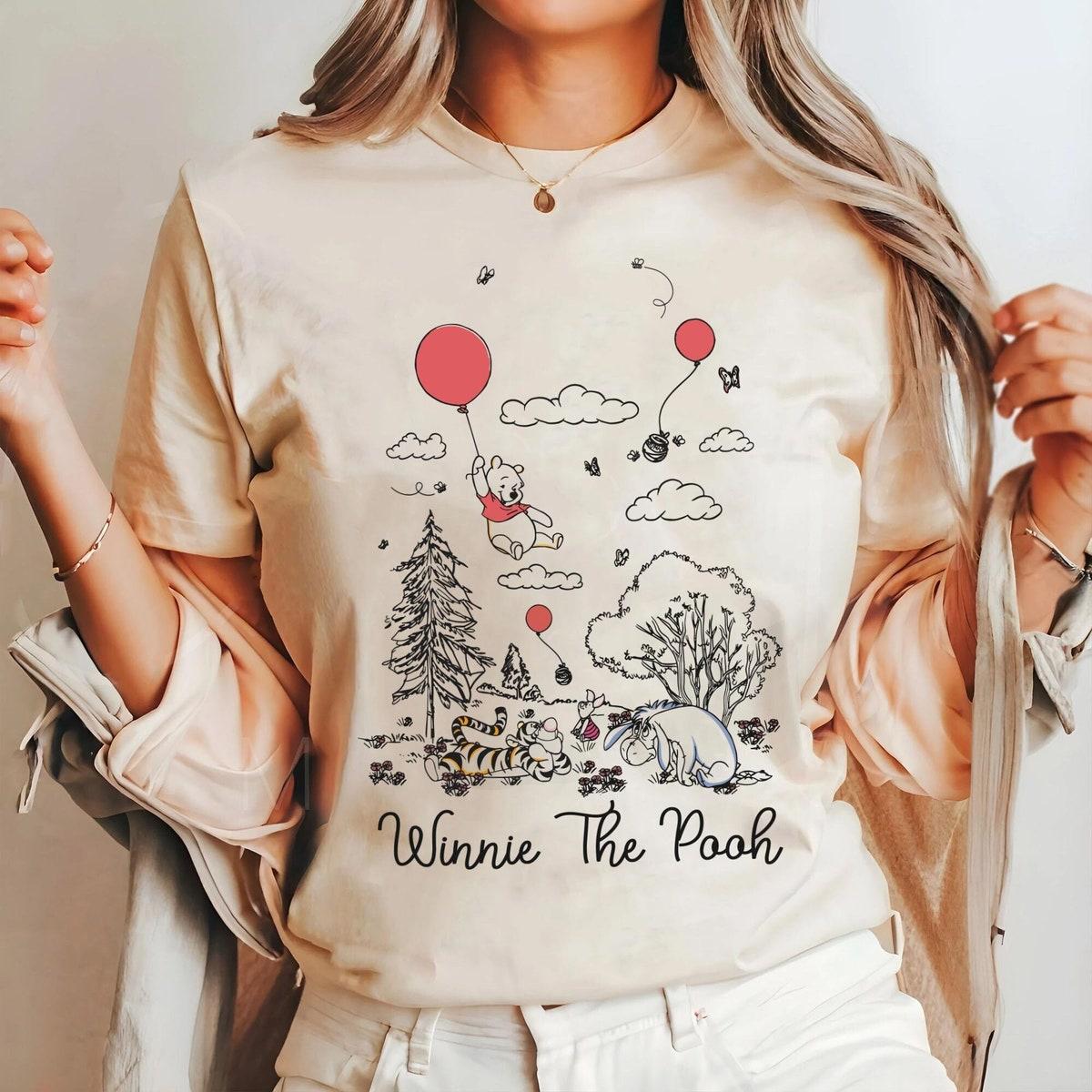 Retro Winnie The Pooh And Friends Minimalist Shirt 1