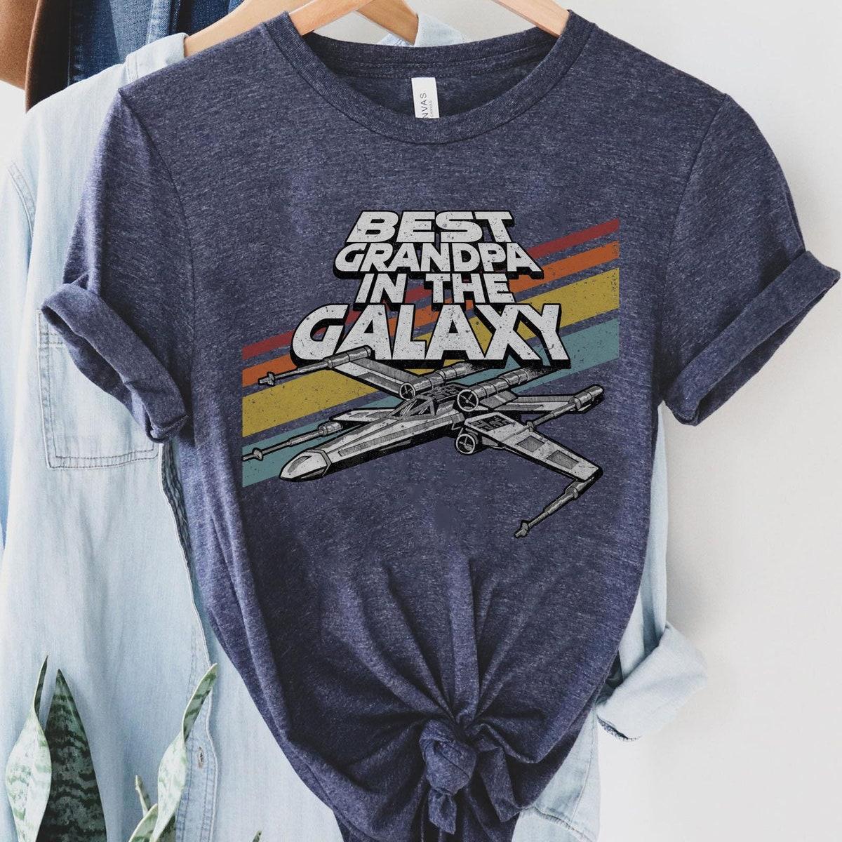 Retro X wing Starfighter Best Grandpa In The Galaxy Shirt 2