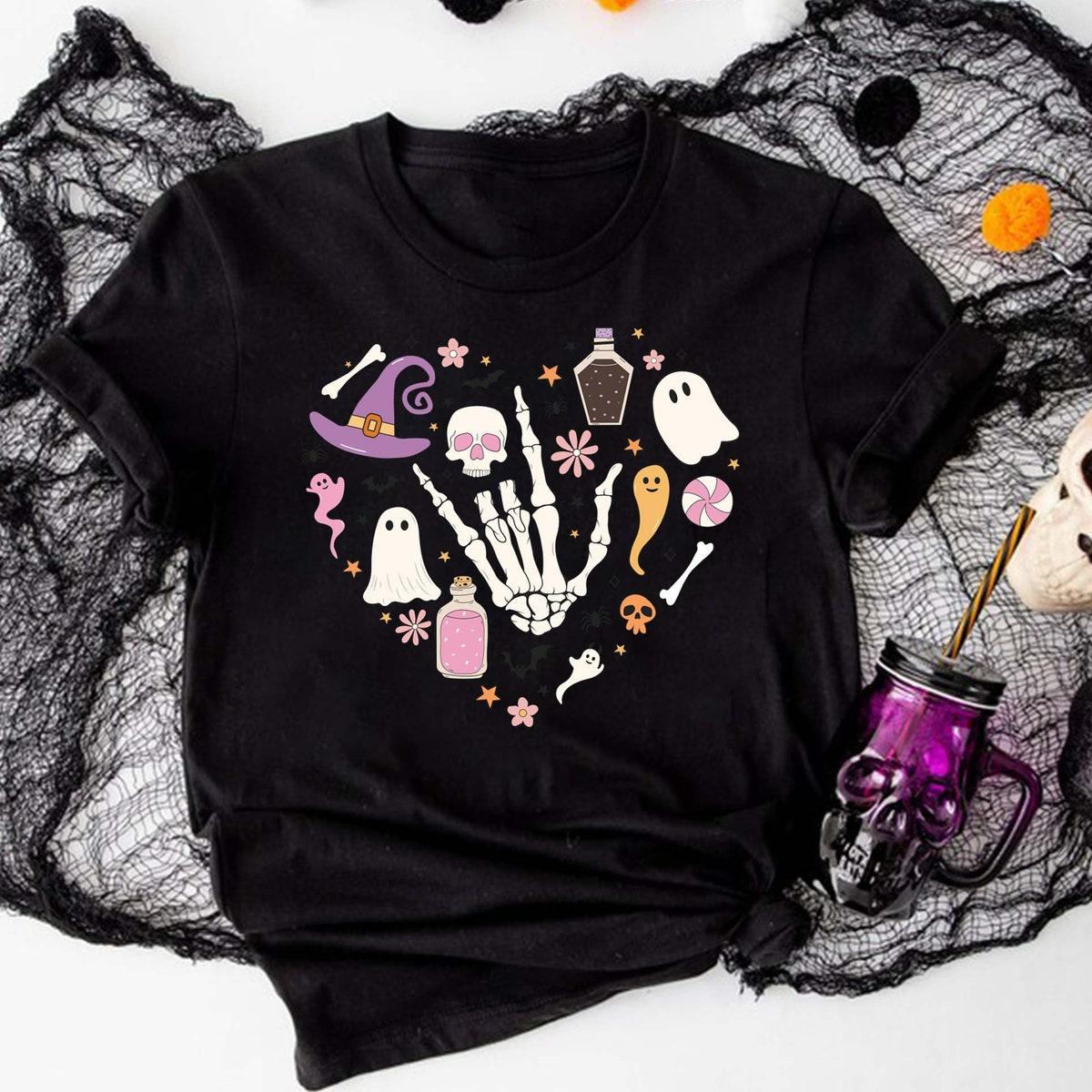 Rock Hand Halloween Skeleton Hands Shirt 4