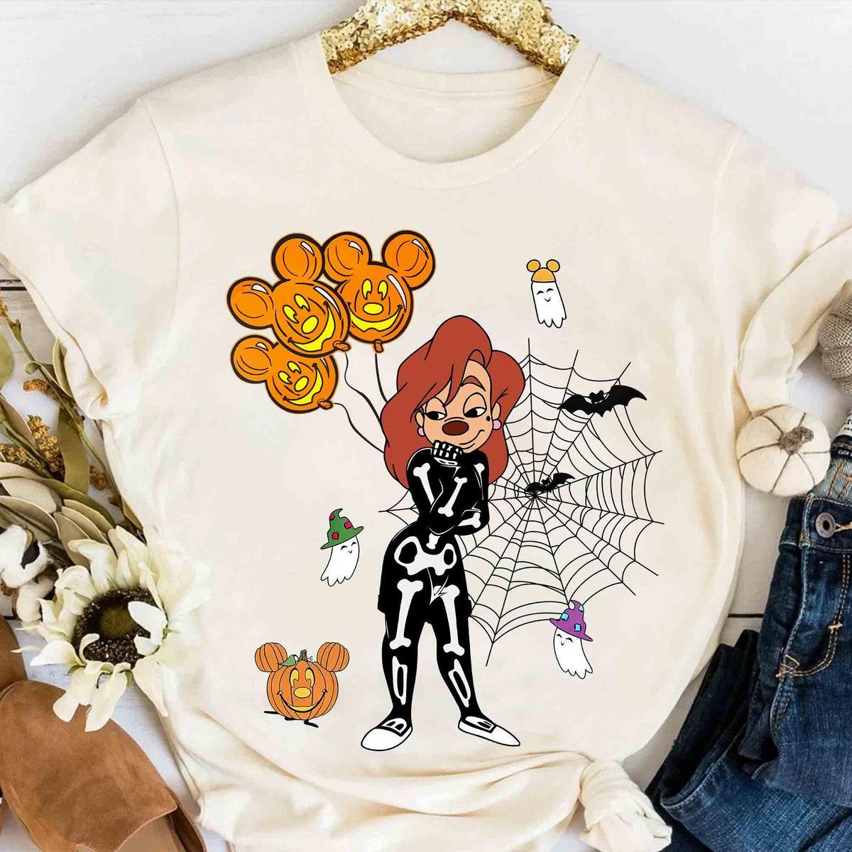 Roxanne And Max Goof Skeleton Balloons Halloween Shirt 1