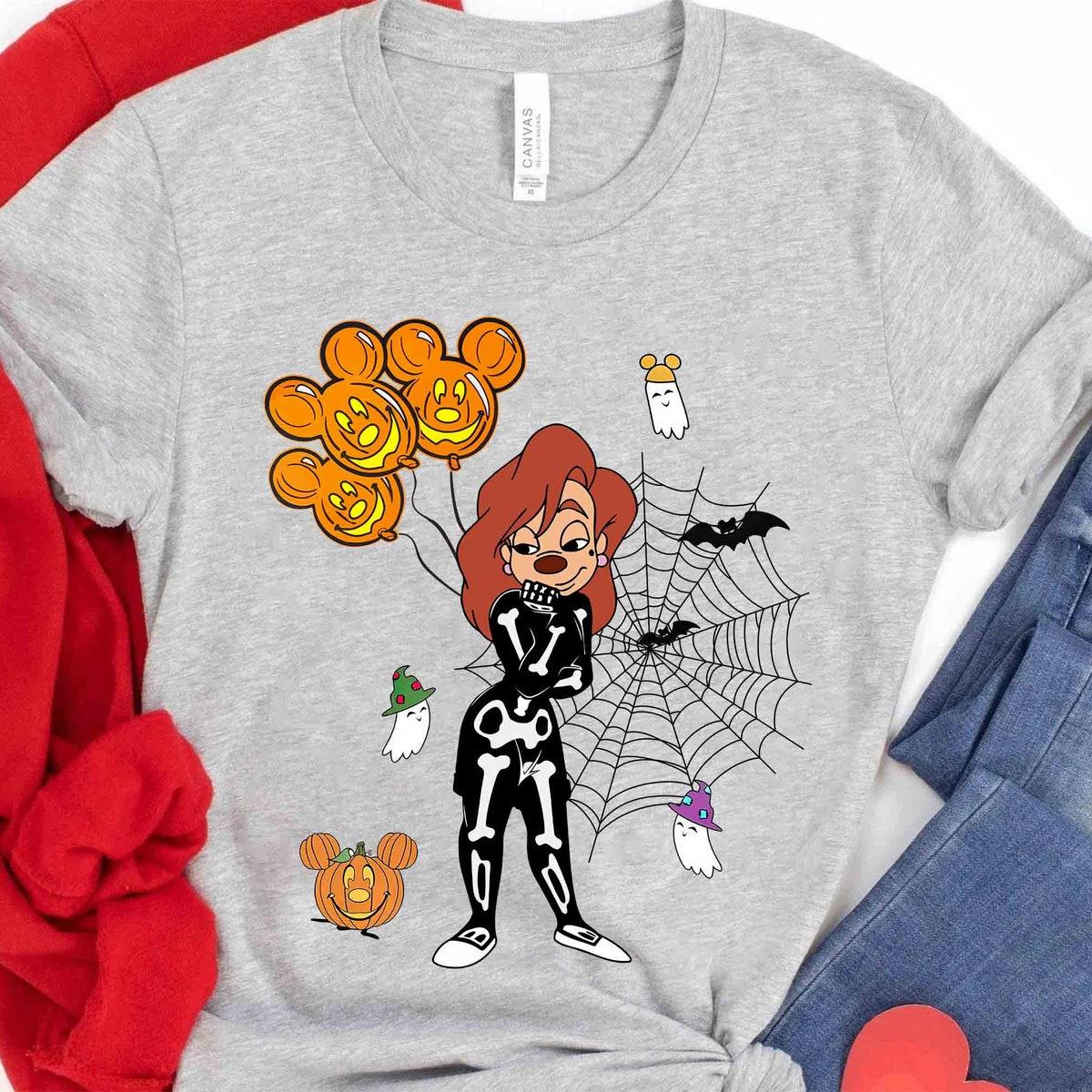 Roxanne And Max Goof Skeleton Balloons Halloween Shirt 2