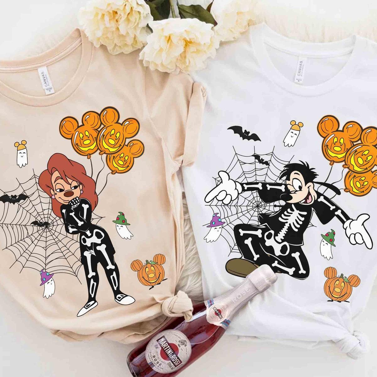 Roxanne And Max Goof Skeleton Balloons Halloween Shirt 3