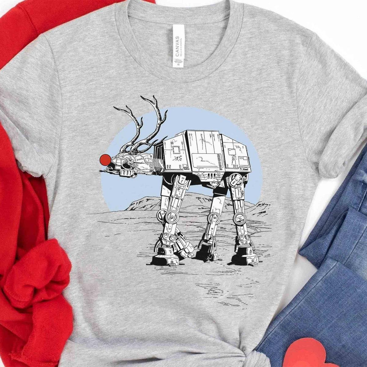 Rudolph At at Walker Christmas Reindeer Star Wars Xmas Shirt 3