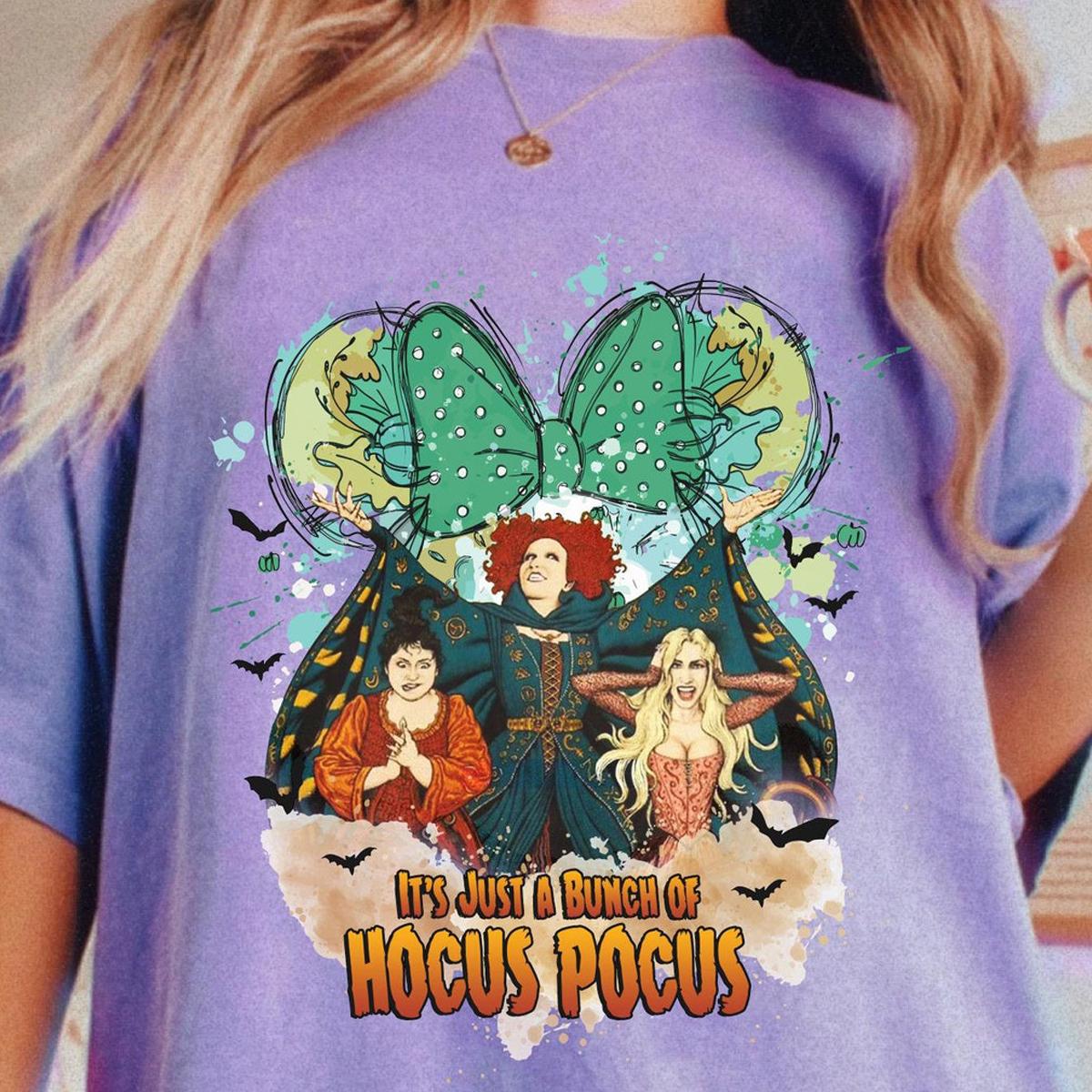 Sanderson Sisters Its A Bunch Of Hocus Pocus Minnie Mouse Ears Watercolor Shirt 2