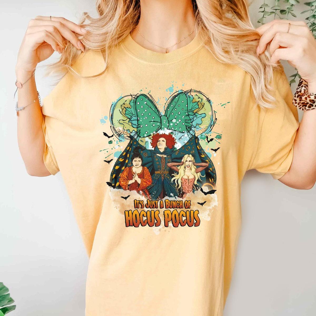 Sanderson Sisters Its A Bunch Of Hocus Pocus Minnie Mouse Ears Watercolor Shirt 3