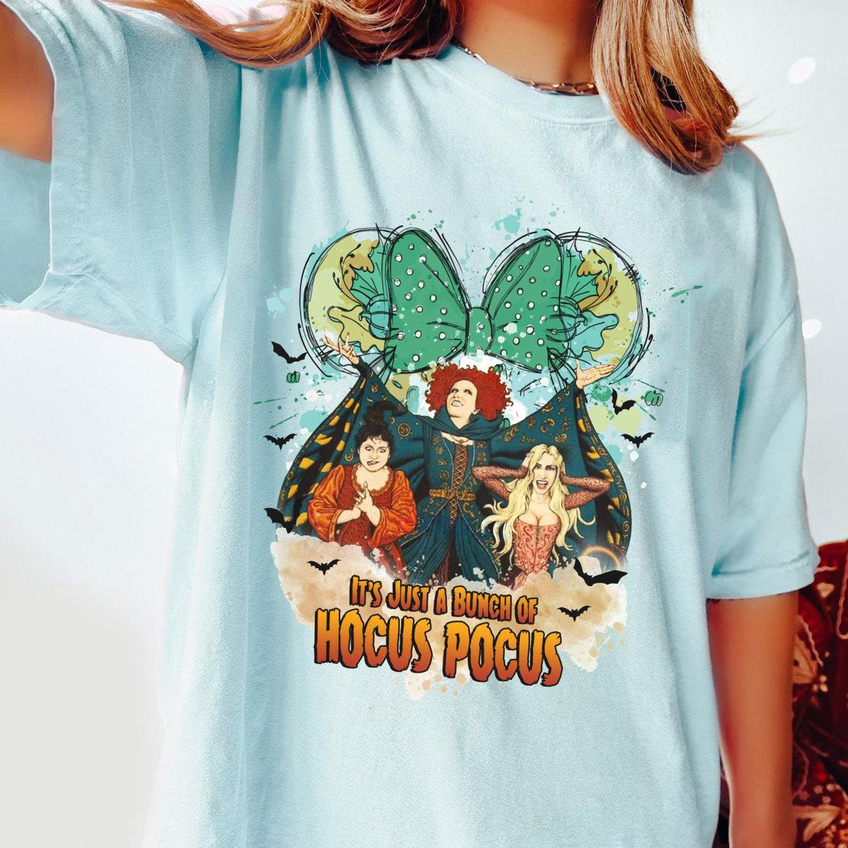 Sanderson Sisters Its A Bunch Of Hocus Pocus Minnie Mouse Ears Watercolor Shirt 5