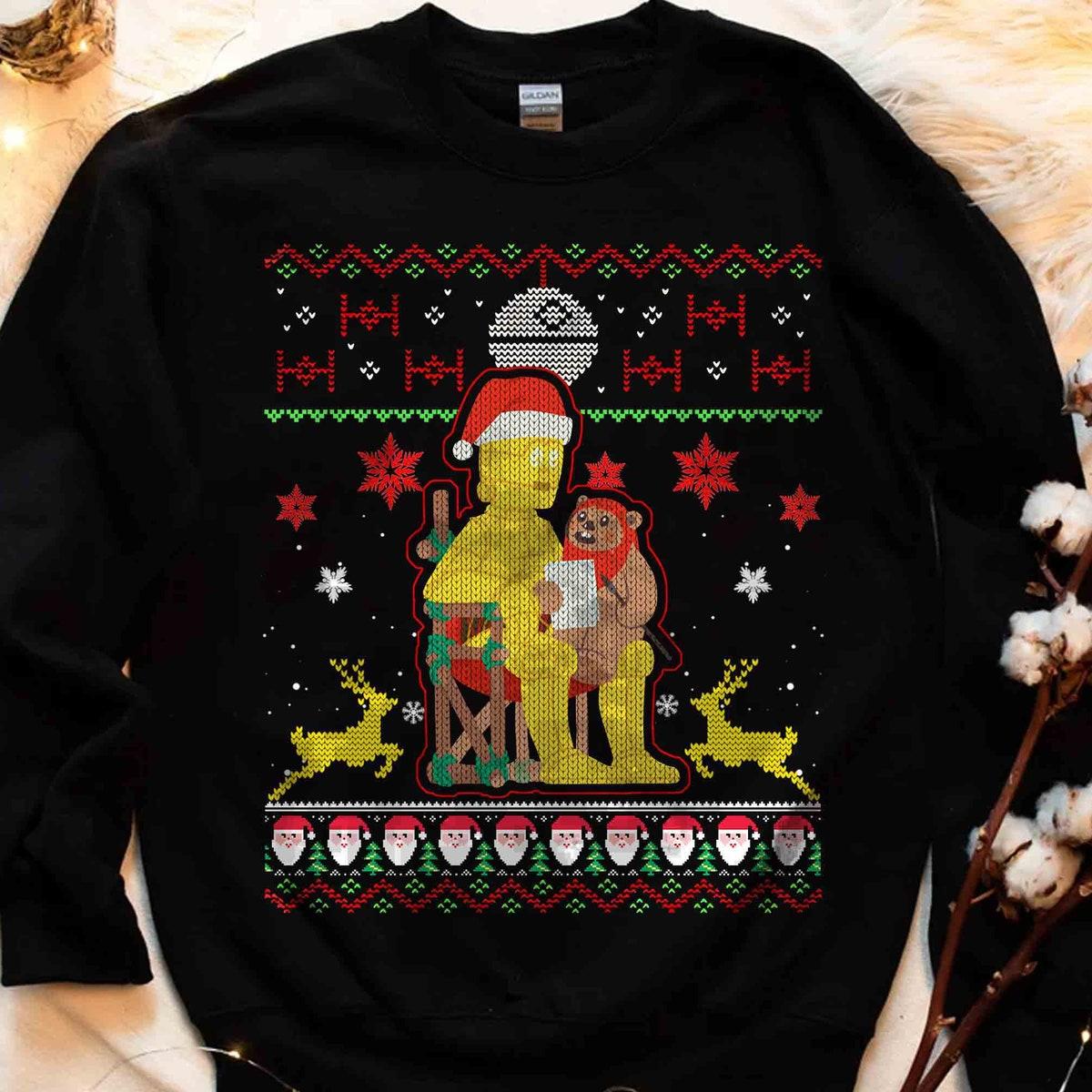 Santa C 3po All Ewoks Ugly Sweater Christmas Light Shirt 1