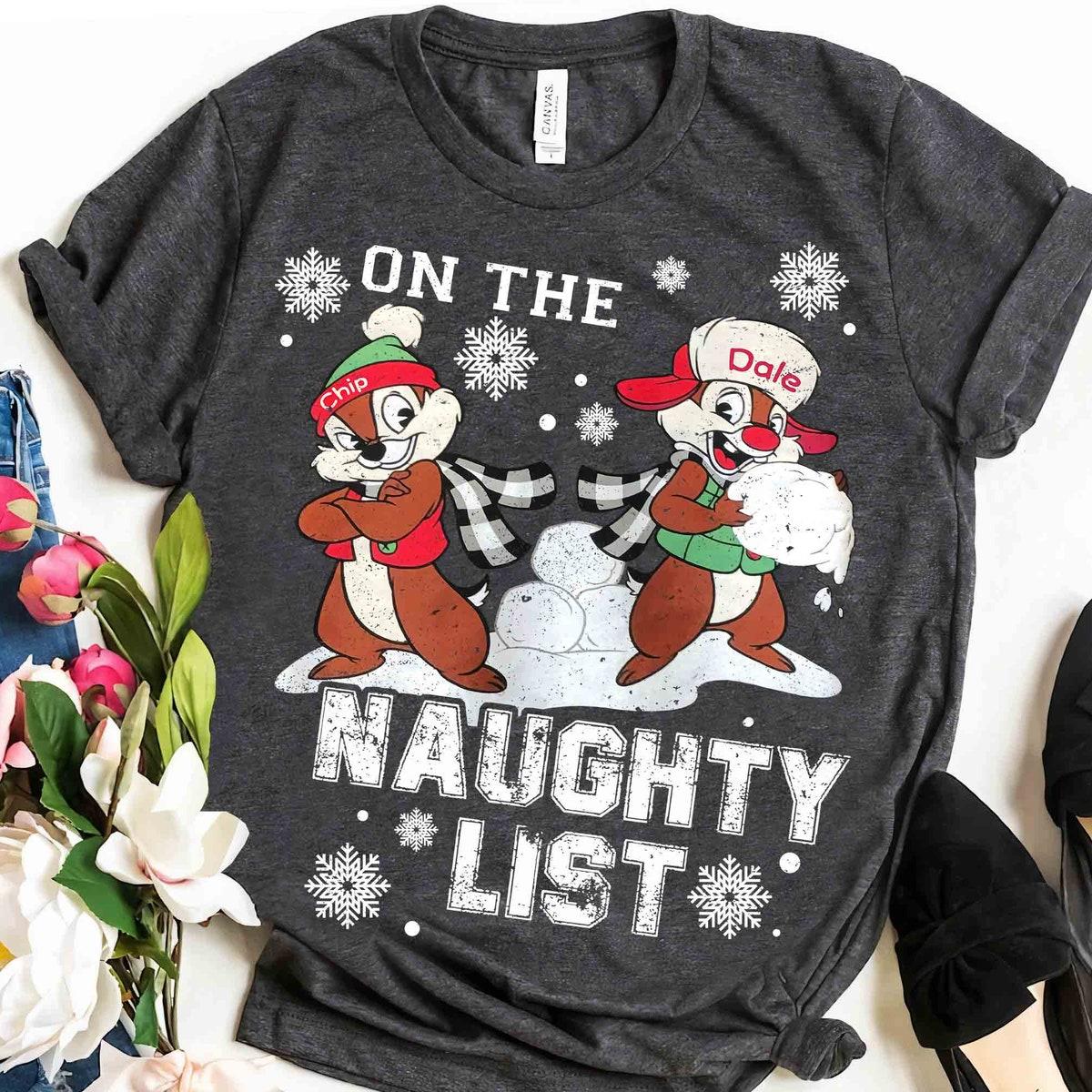 Santa Chip And Dale On The Naughty List Christmas Shirt 1