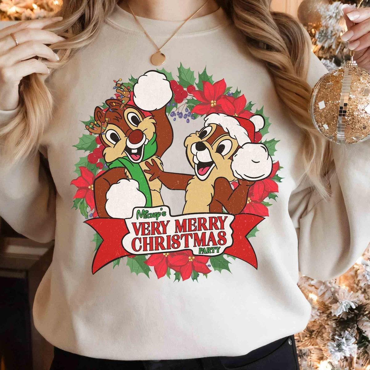 Santa Chip N Dale Double Trouble Christmas Wreath Shirt 1