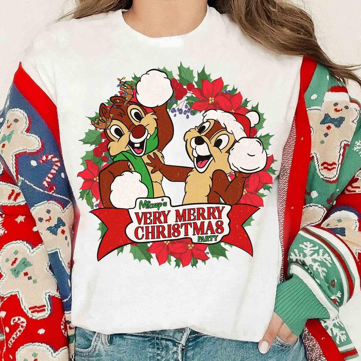 Santa Chip N Dale Double Trouble Christmas Wreath Shirt 2