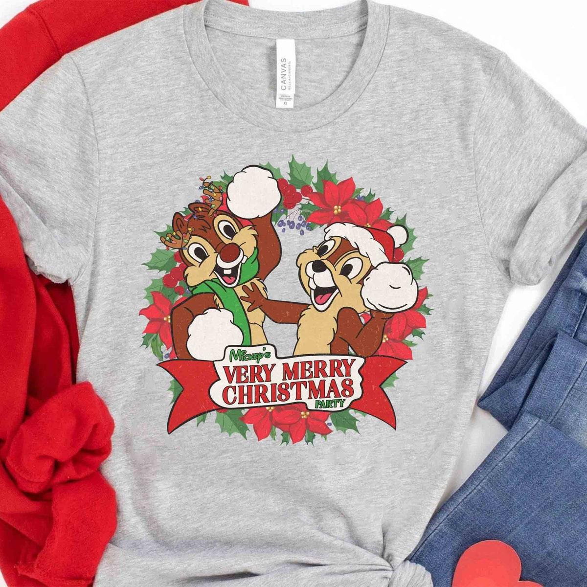 Santa Chip N Dale Double Trouble Christmas Wreath Shirt 3