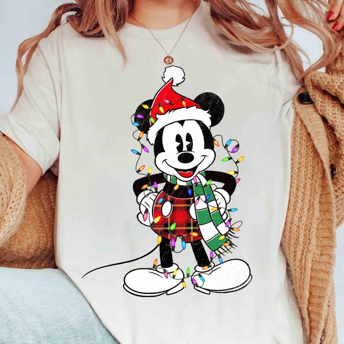 Santa Disney Mickey Mouse Classic Christmas Light Shirt 2