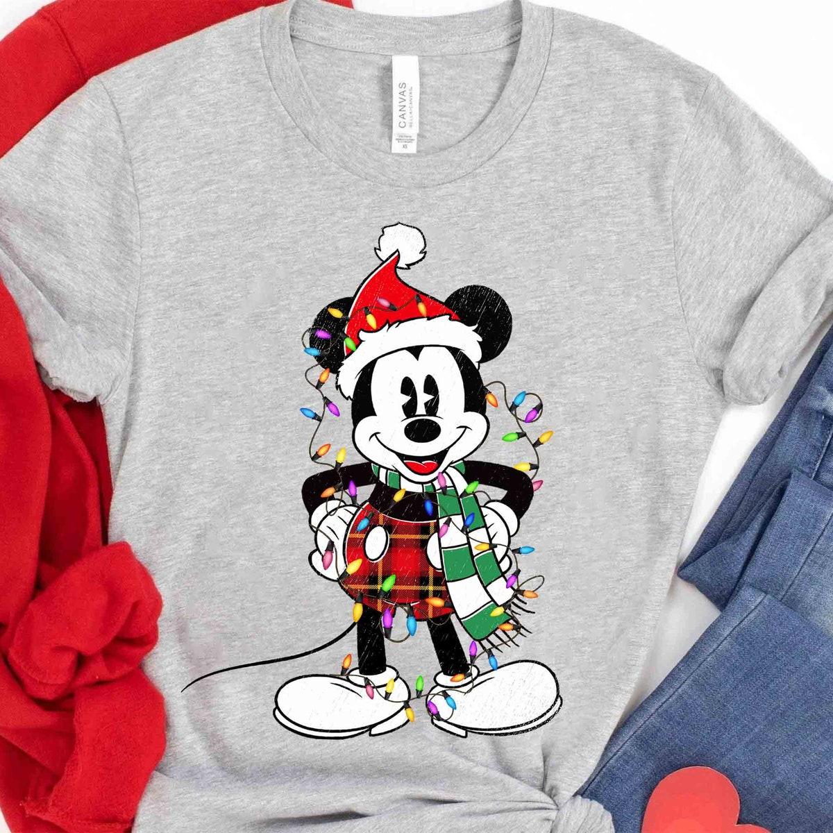 Santa Disney Mickey Mouse Classic Christmas Light Shirt 3