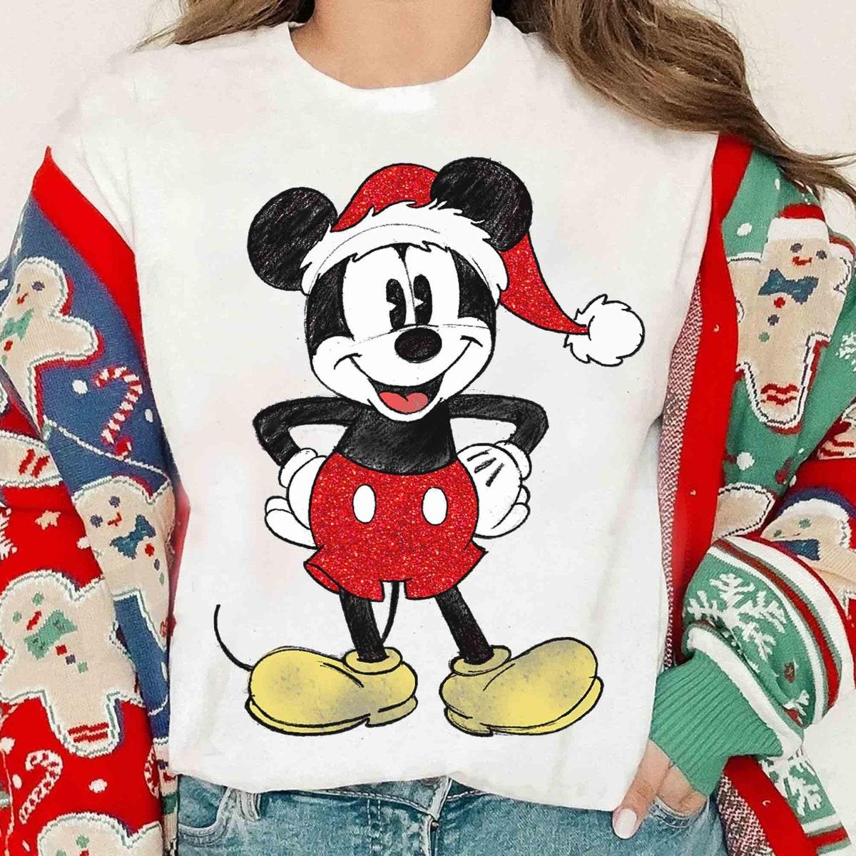 Santa Disney Mickey Mouse Classic Pose Christmas Shirt 1