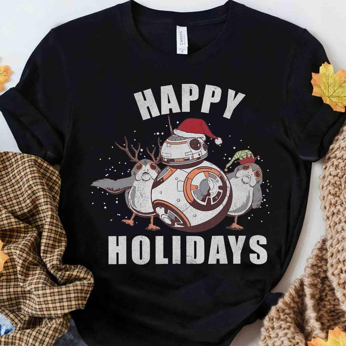 Santa Droid Bb 8 And Porgs Happy Holidays Christmas Shirt 2