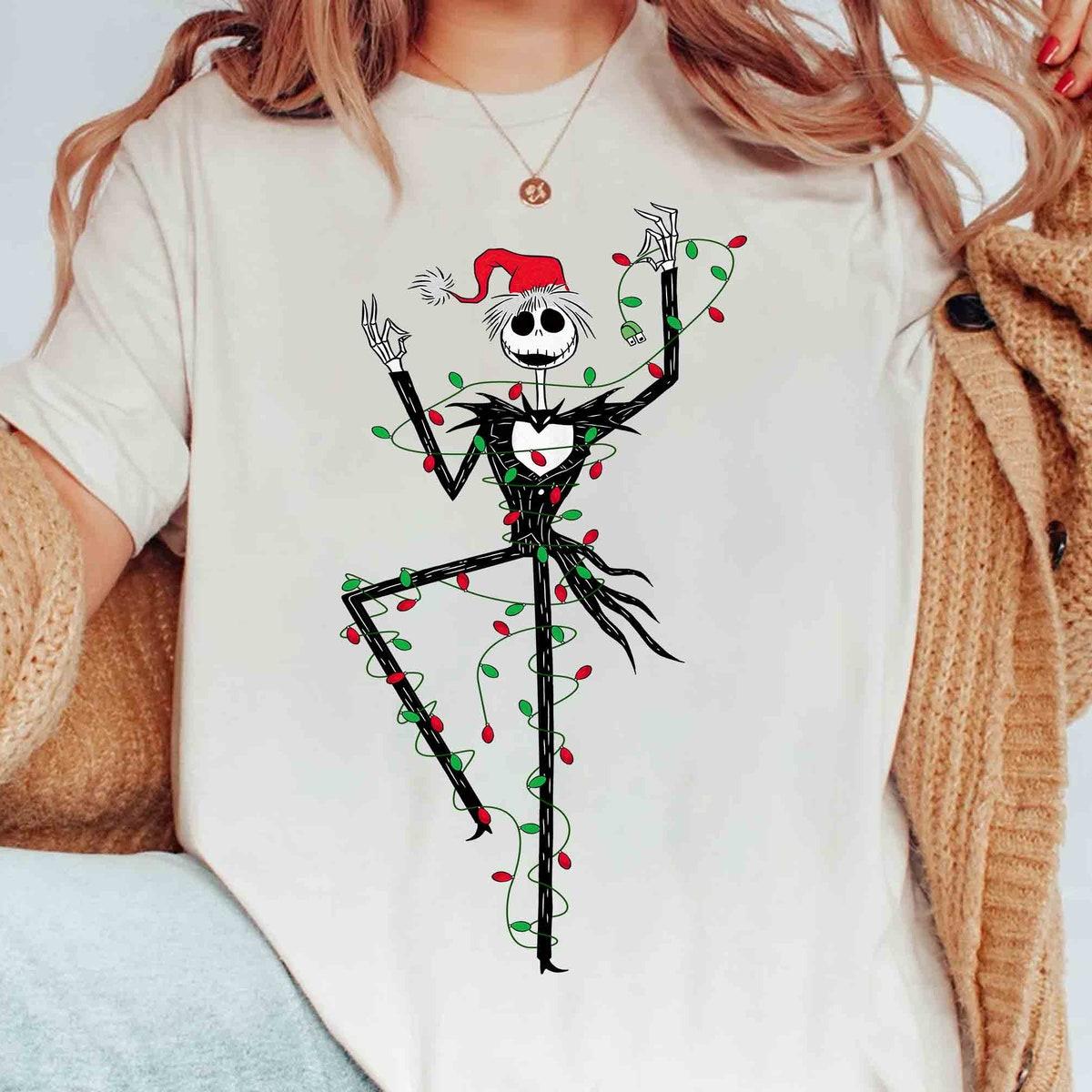 Santa Jack Skellington Christmas Lights The Nightmare Before Christmas Shirt 2