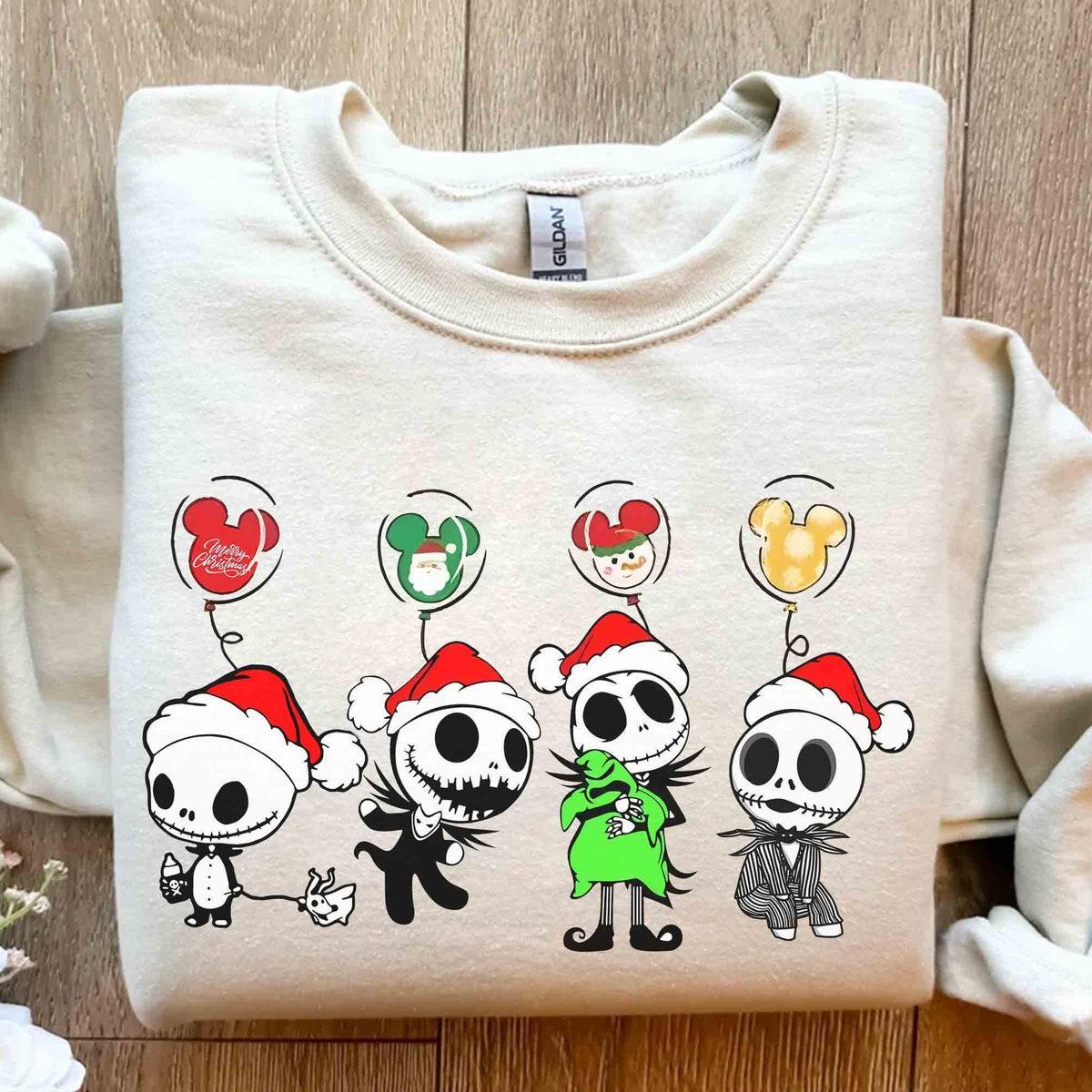 Santa Jack Skellington Emotion Balloon Xmas Shirt 3