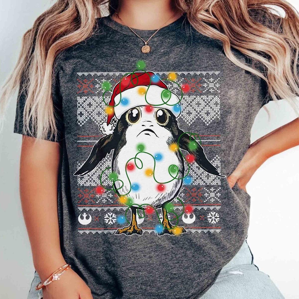 Santa Porg Ugly Sweater Christmas Light Shirt 1