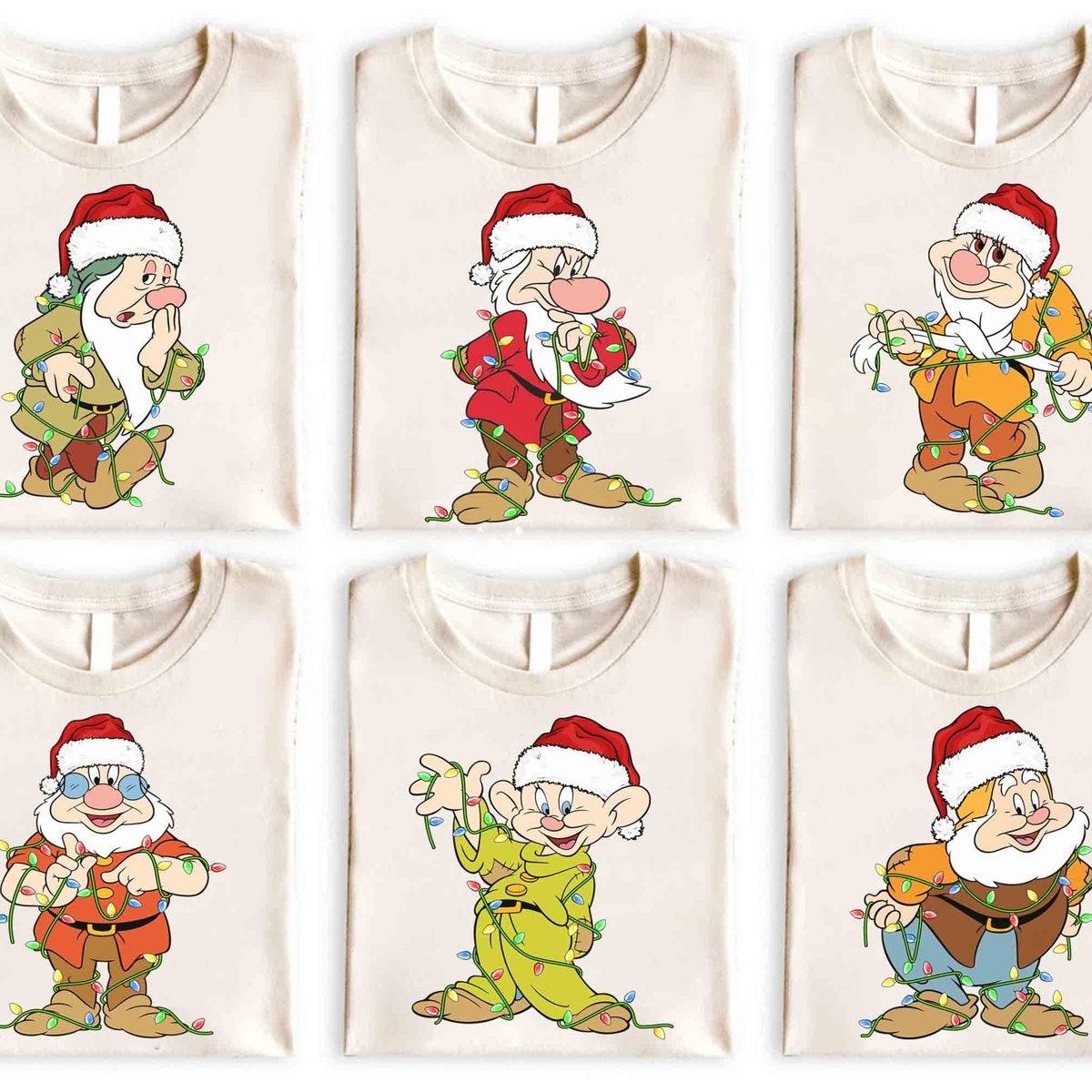 Santa Seven Dwarfs Characters Christmas Light Shirt 2