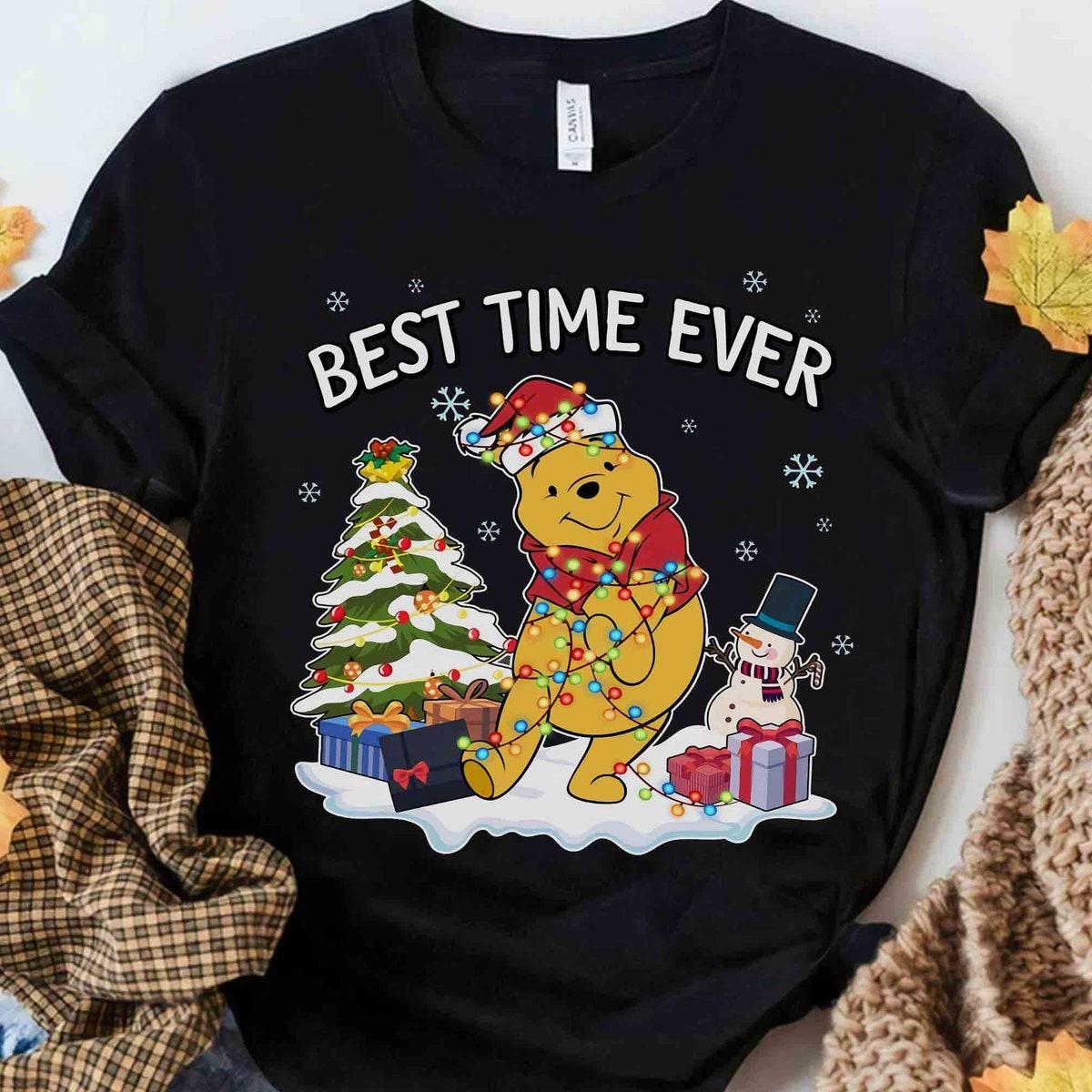 Santa Winnie The Pooh Best Day Ever Christmas Shirt 2