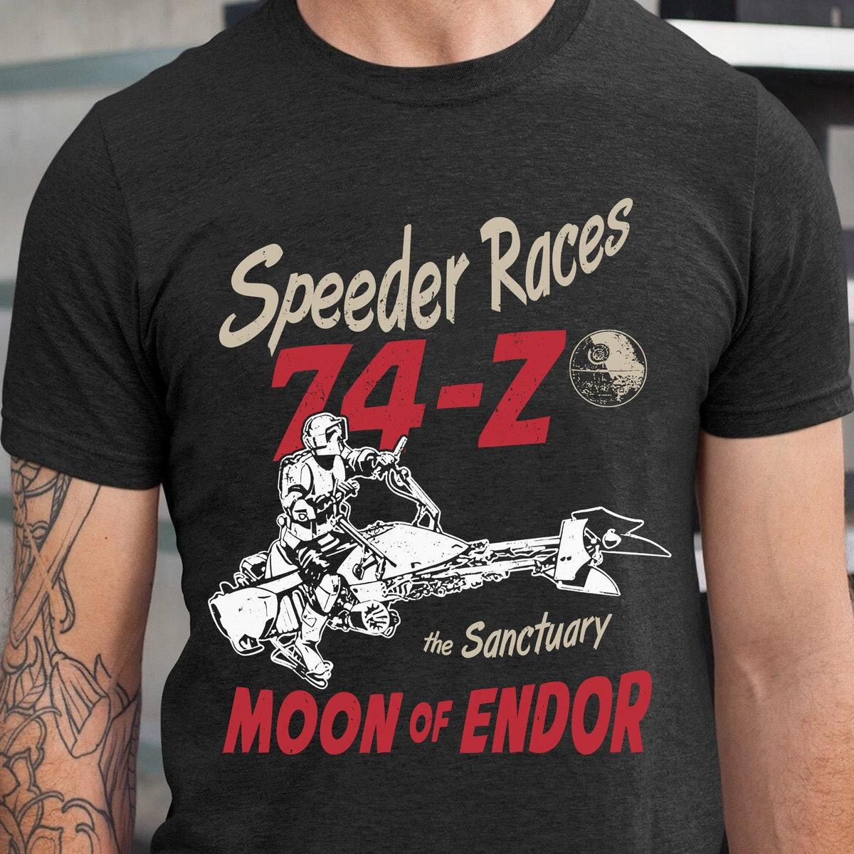 Scout Trooper And 74 z Speeder Bike Speeder Race Sanctuary Moon Of Endor Shirt 1