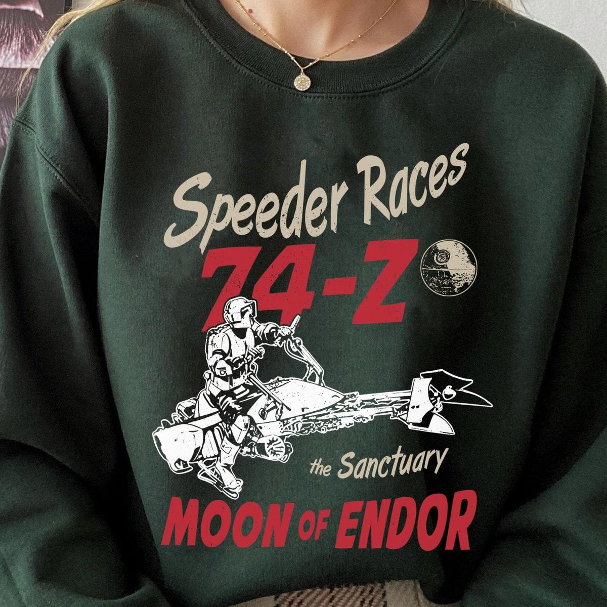 Scout Trooper And 74 z Speeder Bike Speeder Race Sanctuary Moon Of Endor Shirt 2