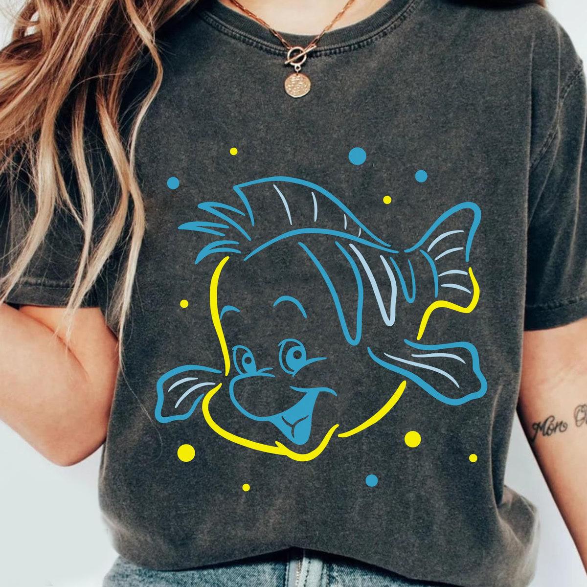 Sebastian And Flounder Neon Outline Matching Shirt 1