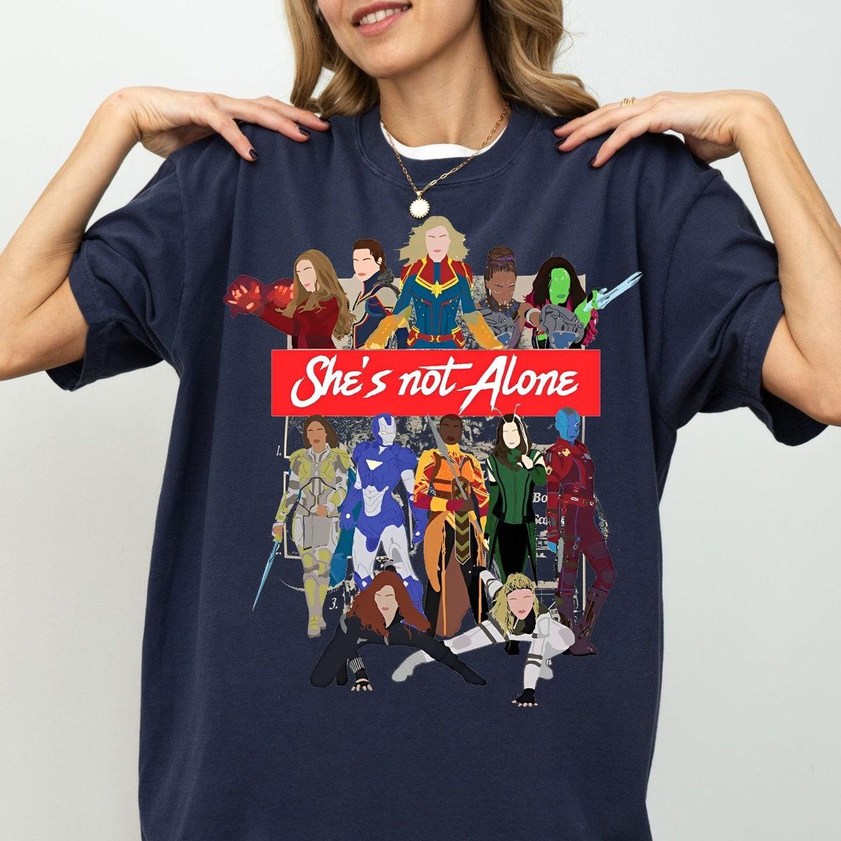 She Is Not Alone Marvel Avengers Girls Shirt 1