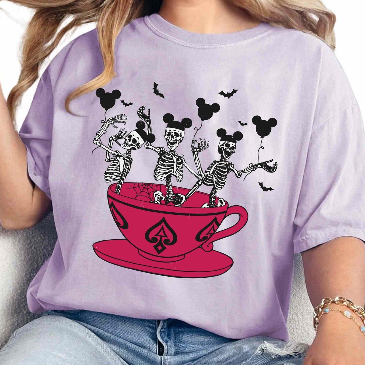 Skeleton Dance With Balloons Mad Tea Party Halloween Shirt 2