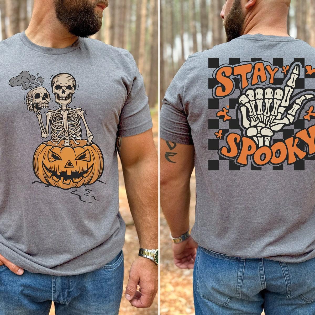 Skeleton Halloween Stay Spooky Skeleton Pumpkins Bats Shirt 3