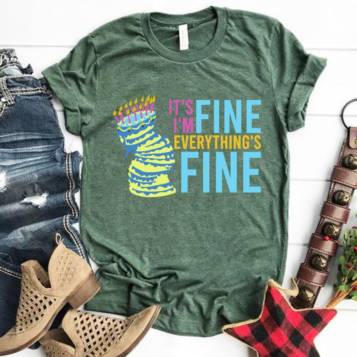 Sleeping Beauty Cake It's Fine I'm Fine Everything's Fine Shirt 3