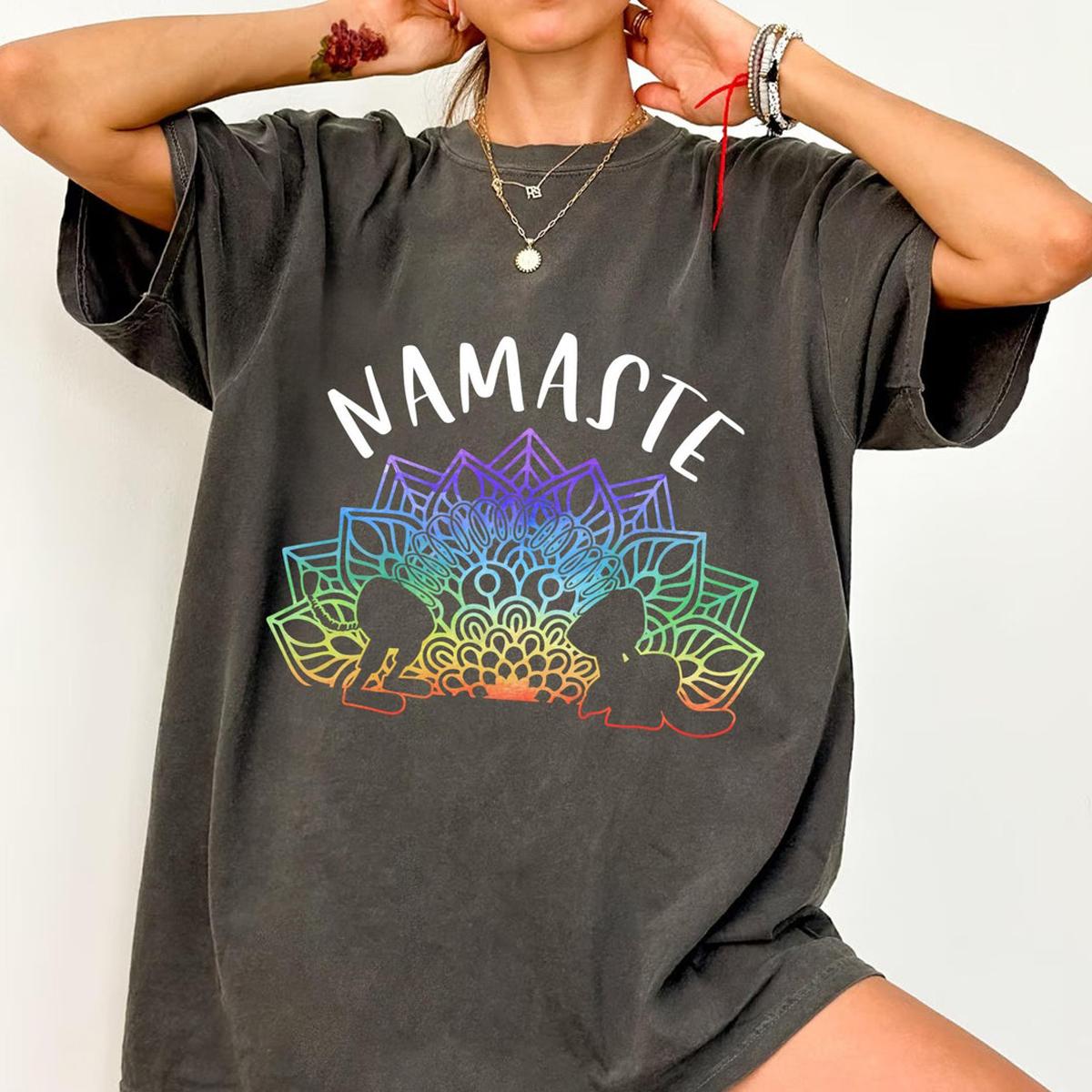 Slinky Dog Namaste Yoga Pose Mandala Circle Shirt 3