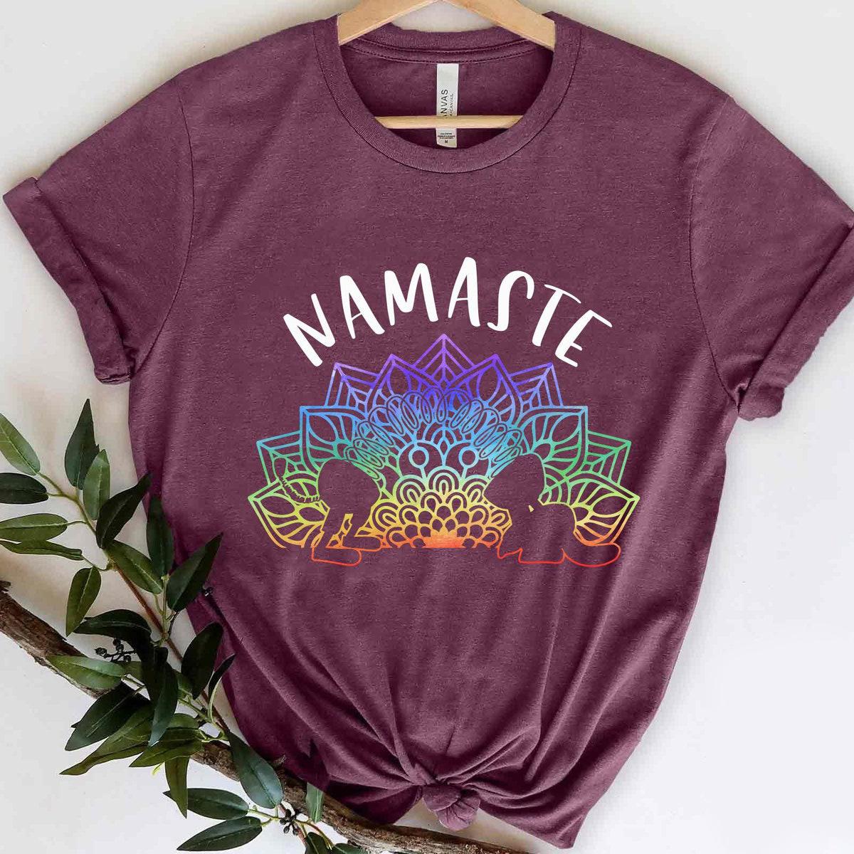 Slinky Dog Namaste Yoga Pose Mandala Circle Shirt 4