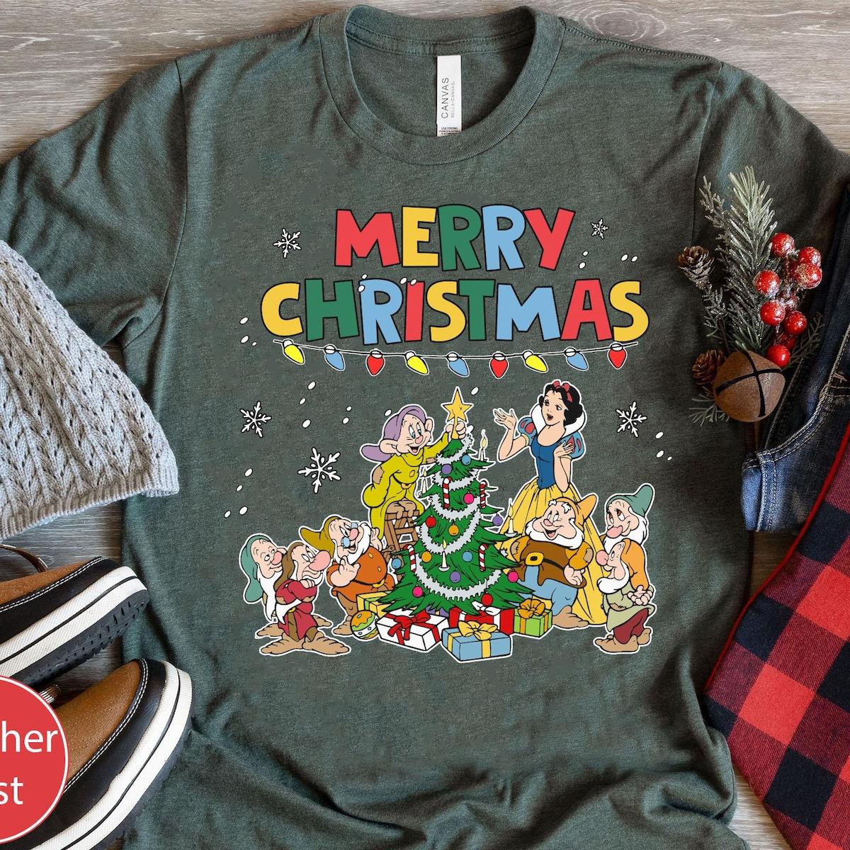 Snow White And Seven Dwarfs Merry Christmas Shirt 4