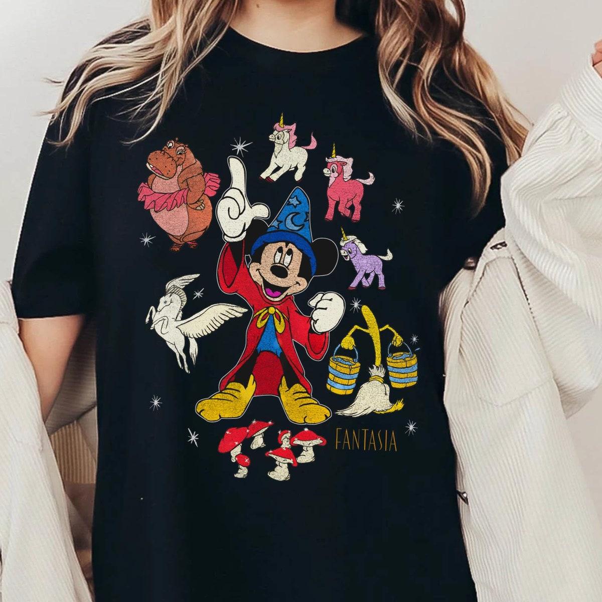 Sorcerer Mickey Mouse Pegasus Mushroom Broom Hippo Shirt 1