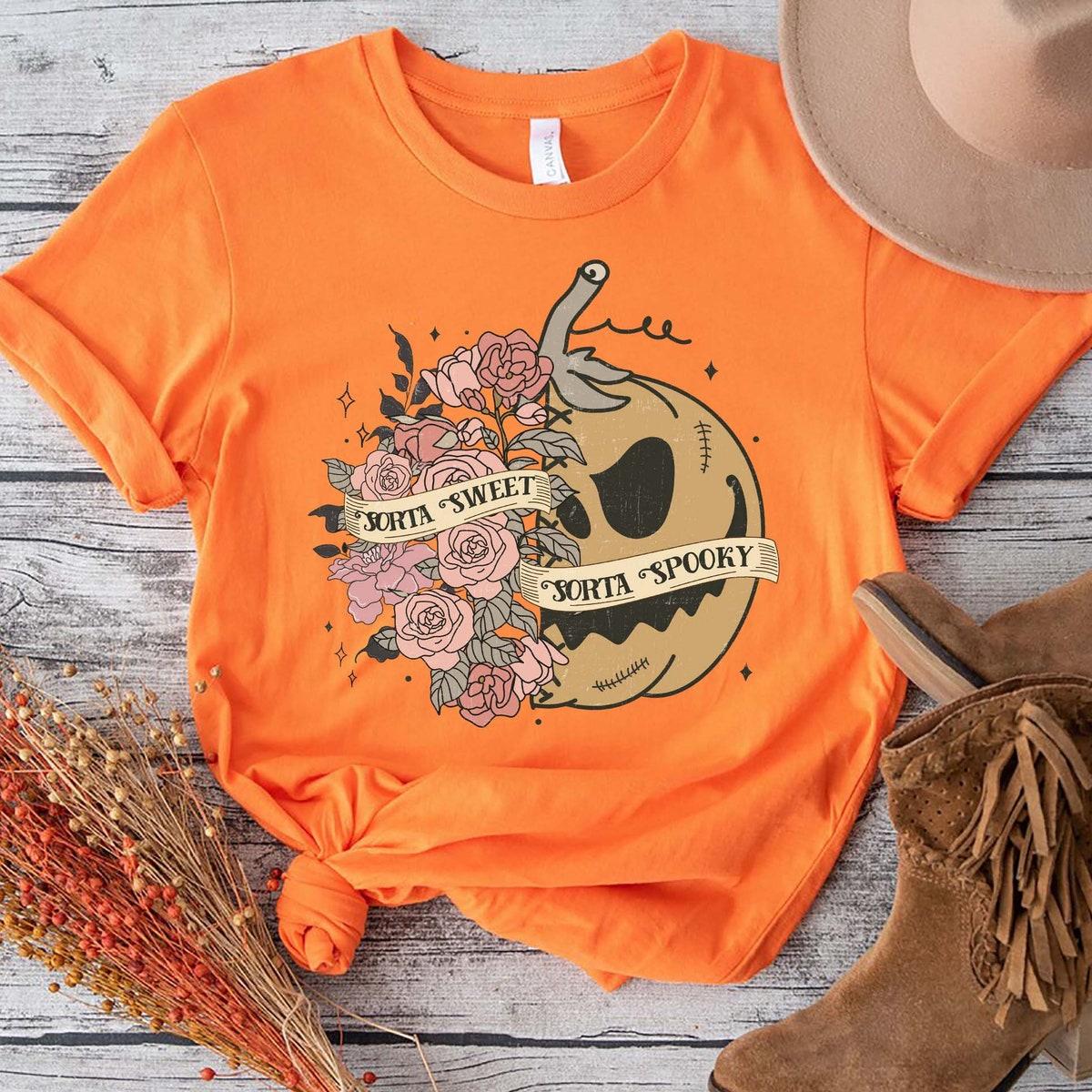 Sorta Sweet Sorta Spooky Halloween Vibe Roses Pumpkin Shirt 2