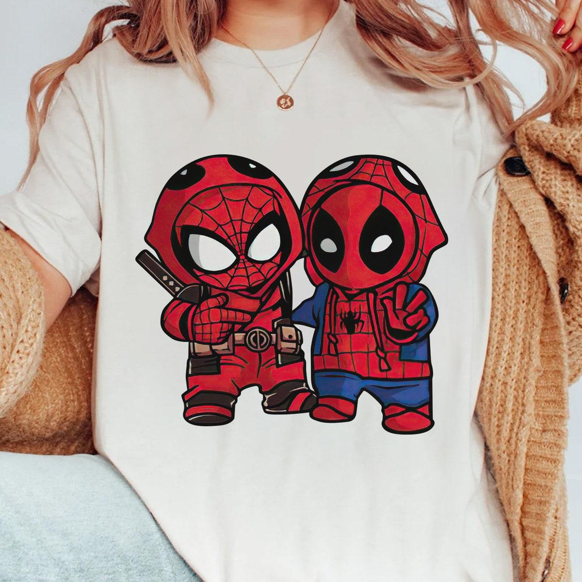 Spider man And Deadpool Cosplay Friends Marvel Halloween Party Shirt 1