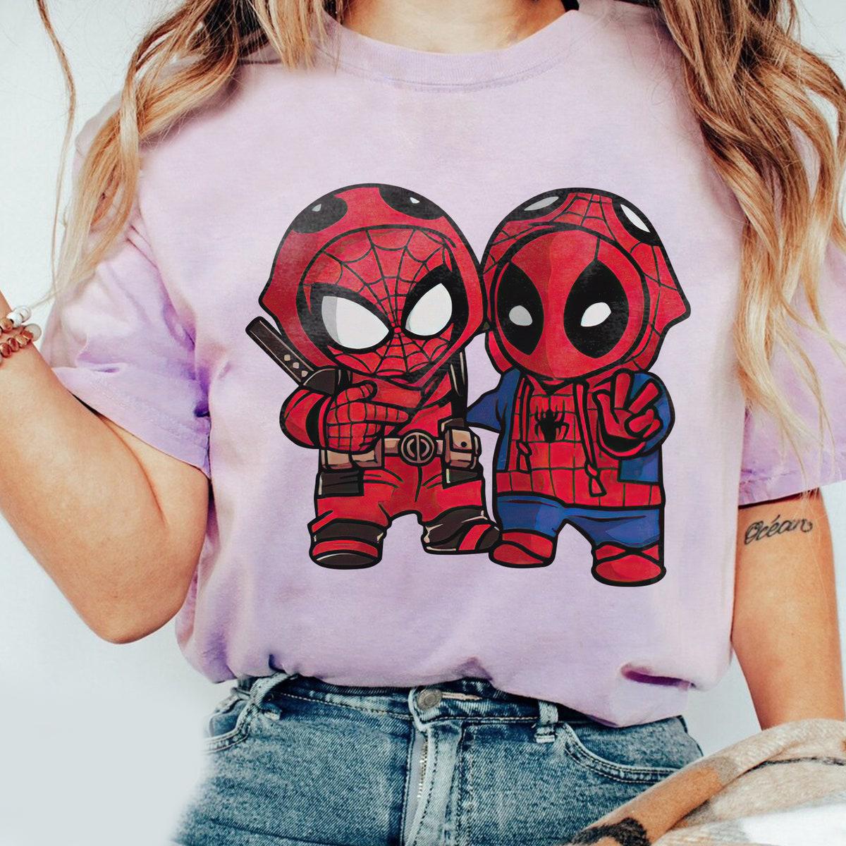 Spider man And Deadpool Cosplay Friends Marvel Halloween Party Shirt 2