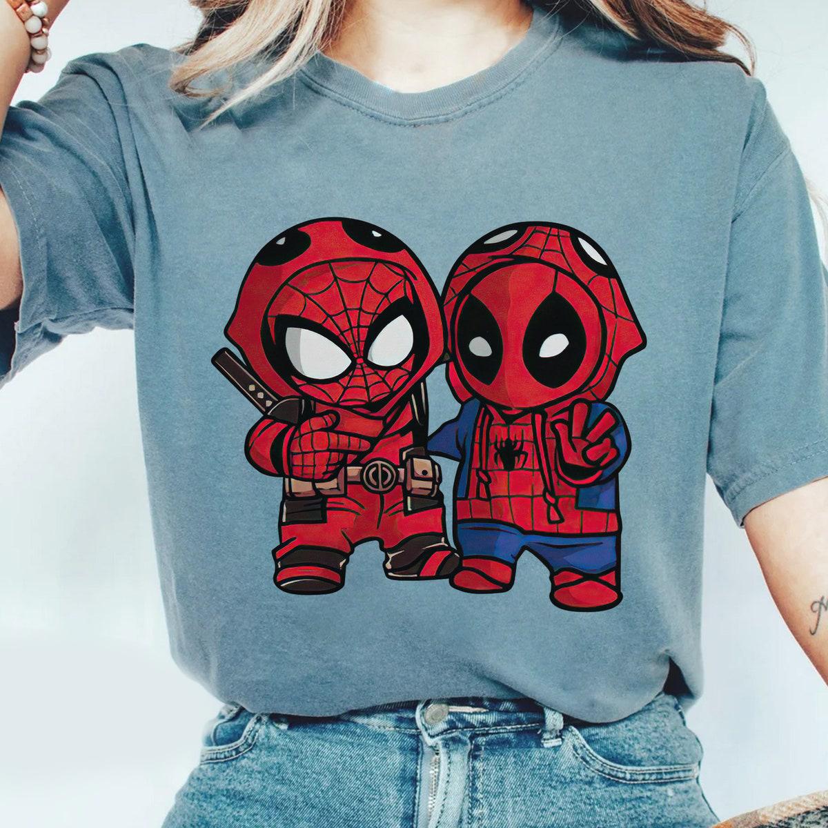 Spider man And Deadpool Cosplay Friends Marvel Halloween Party Shirt 3