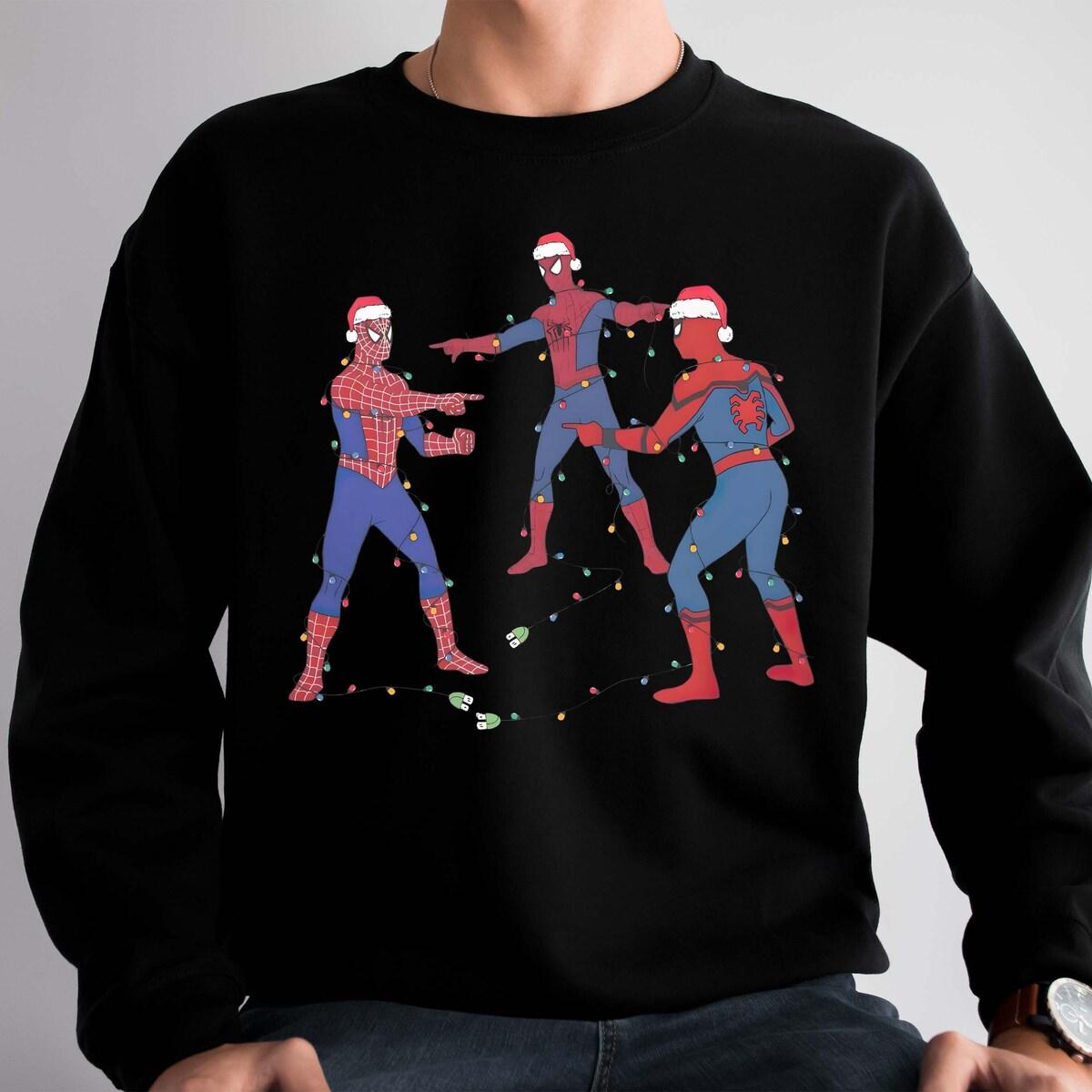 Spiderman Christmas Marvel Three Spidermen X mas Shirt 1