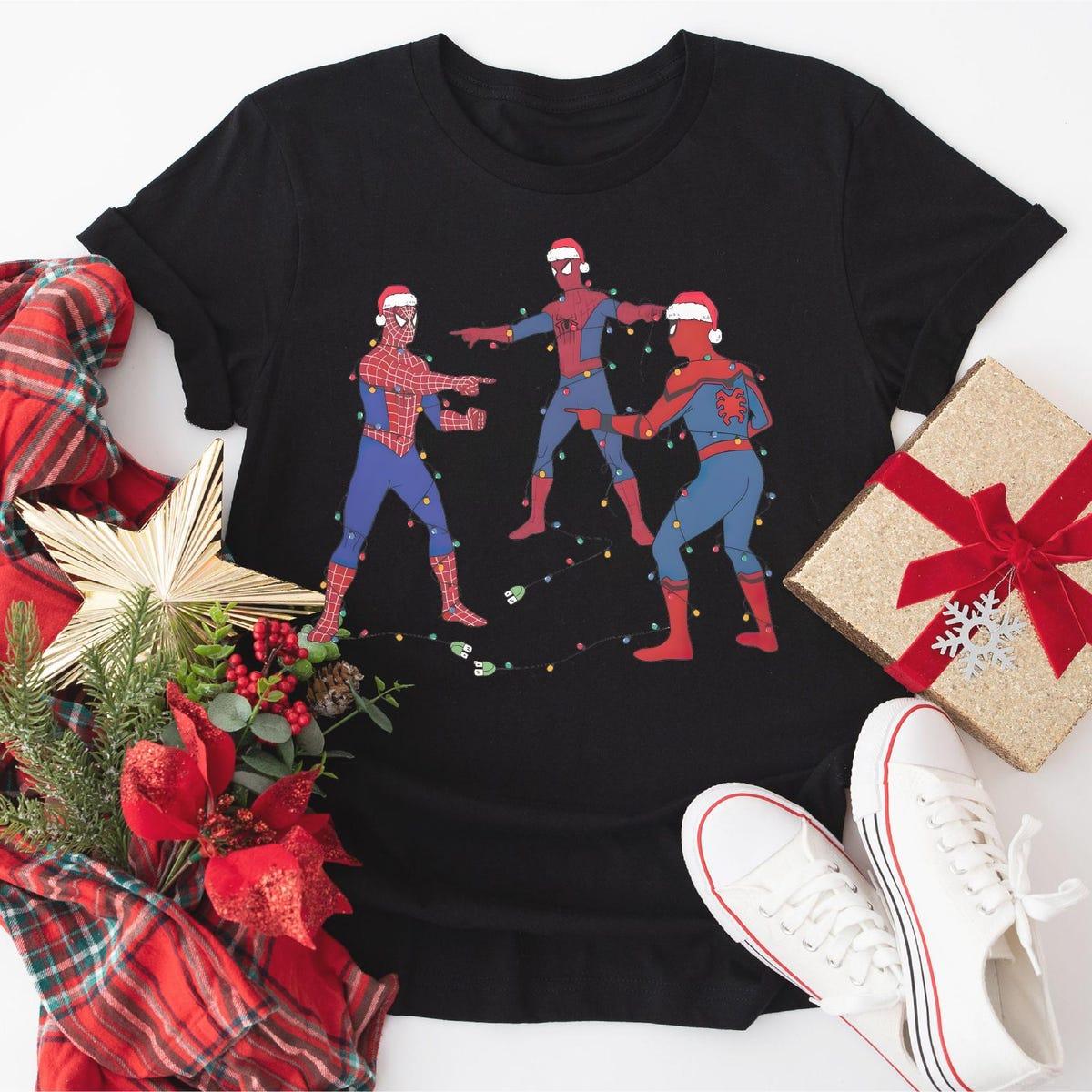 Spiderman Christmas Marvel Three Spidermen X mas Shirt 1