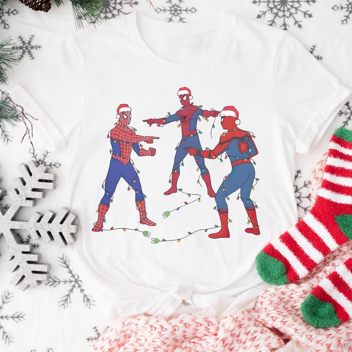 Spiderman Christmas Marvel Three Spidermen X mas Shirt 2