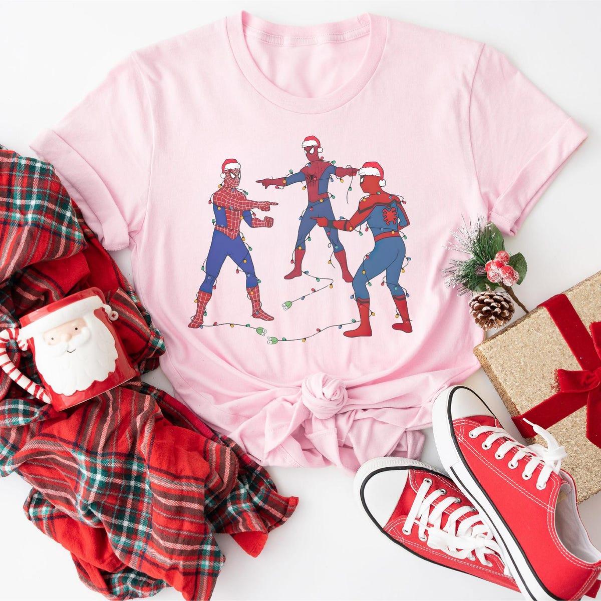 Spiderman Christmas Marvel Three Spidermen X mas Shirt 3