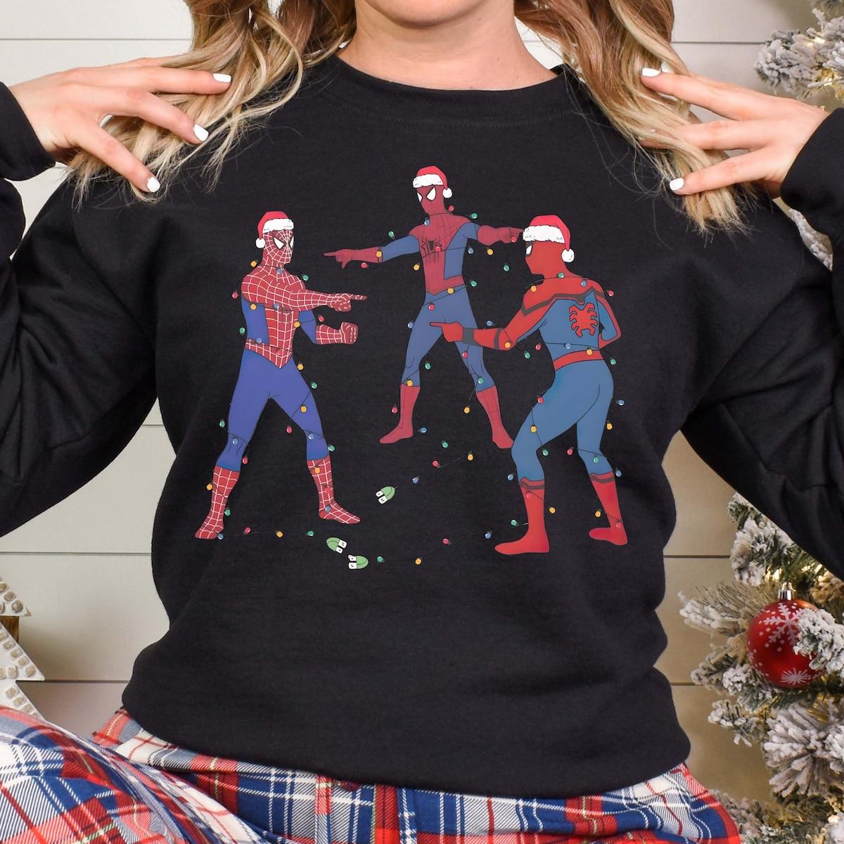 Spiderman Christmas Marvel Three Spidermen X mas Shirt 4