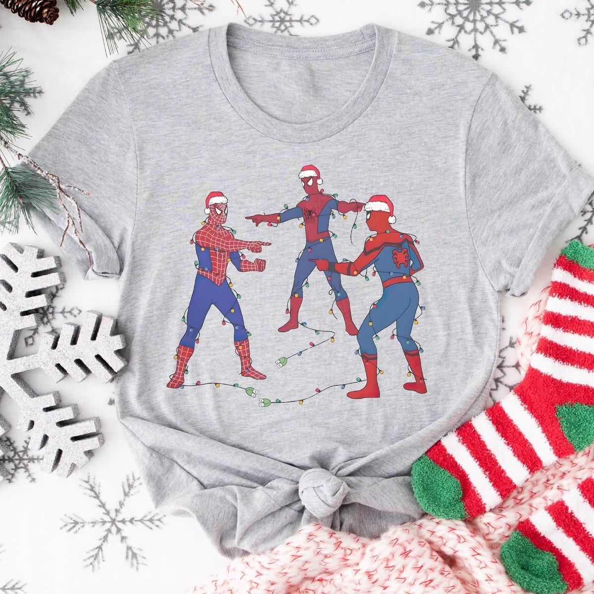 Spiderman Christmas Marvel Three Spidermen X mas Shirt 4