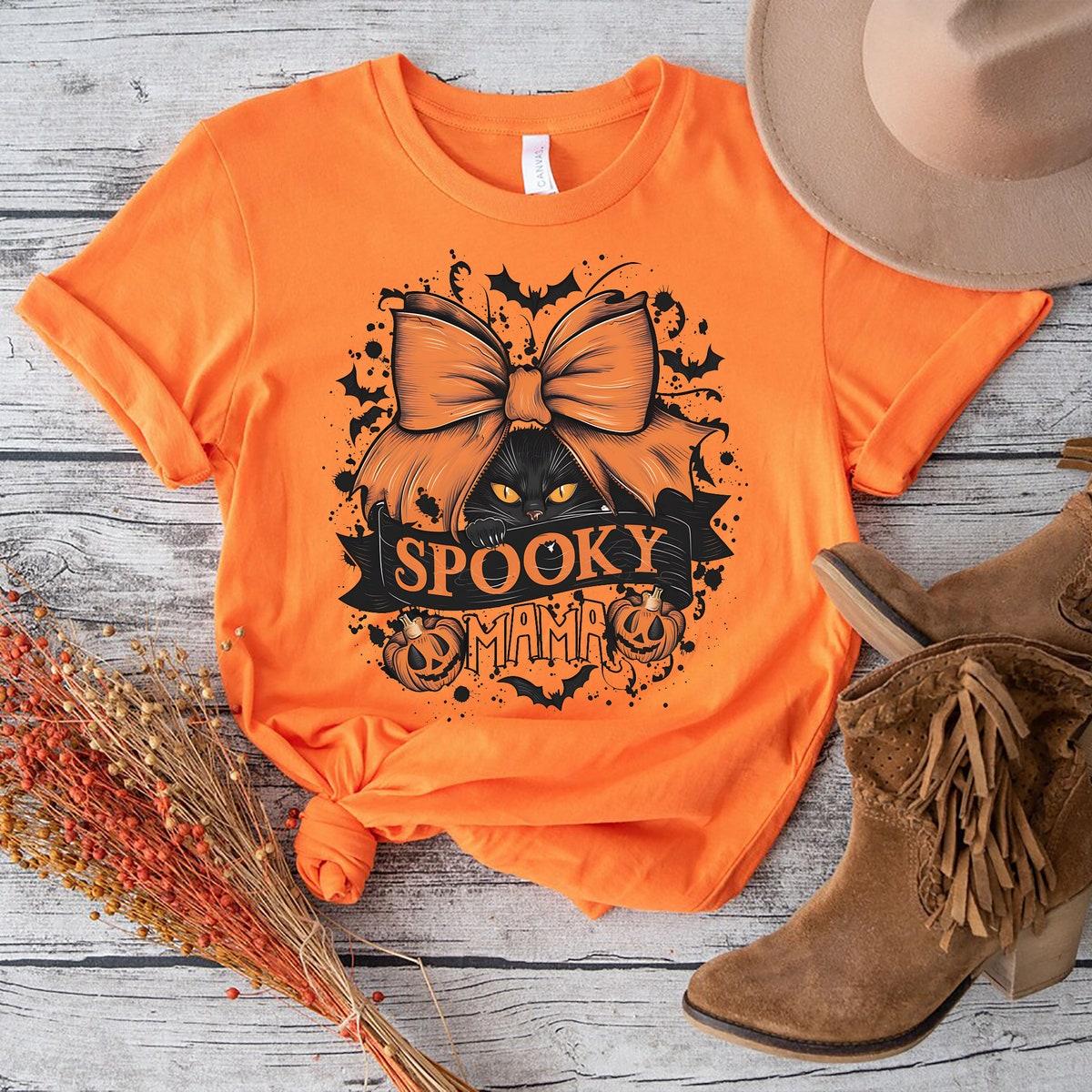 Spooky Mama Halloween Cute Black Cat Mama Shirt 2