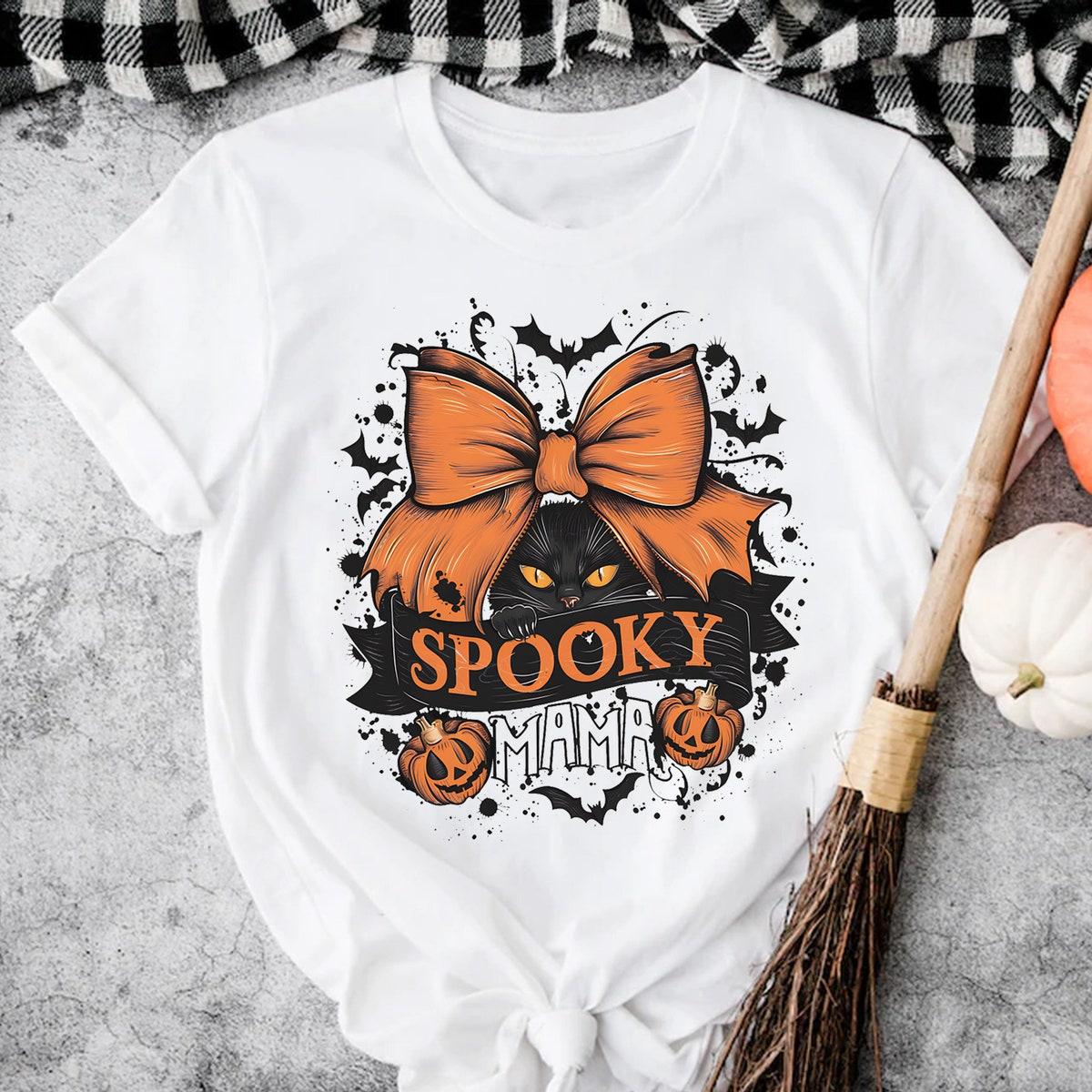 Spooky Mama Halloween Cute Black Cat Mama Shirt 3