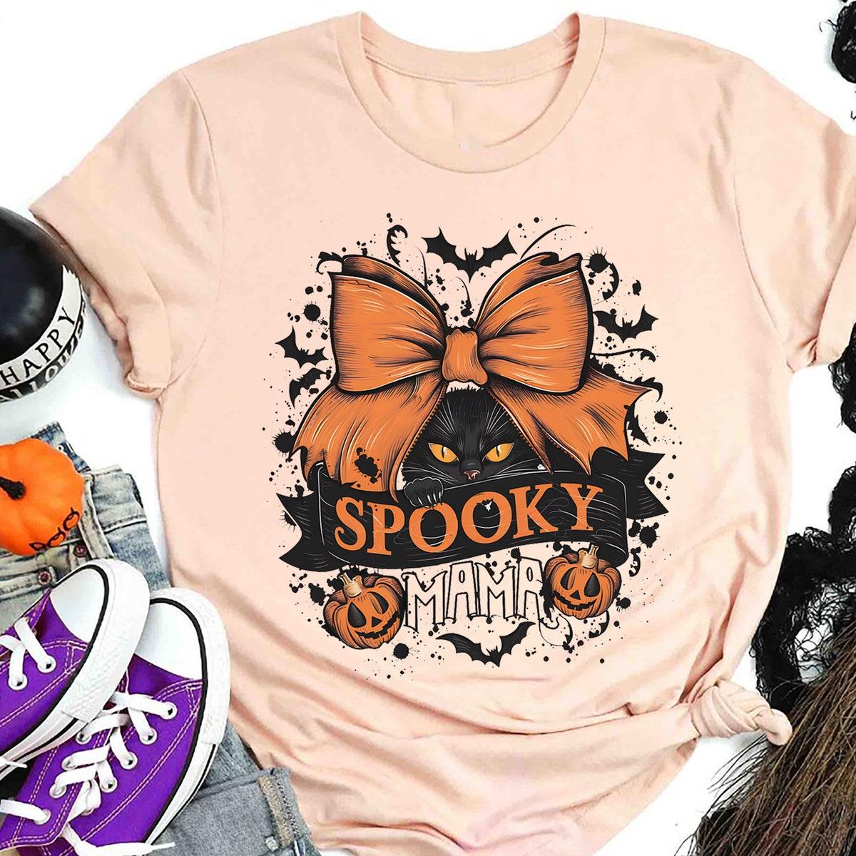 Spooky Mama Halloween Cute Black Cat Mama Shirt 5